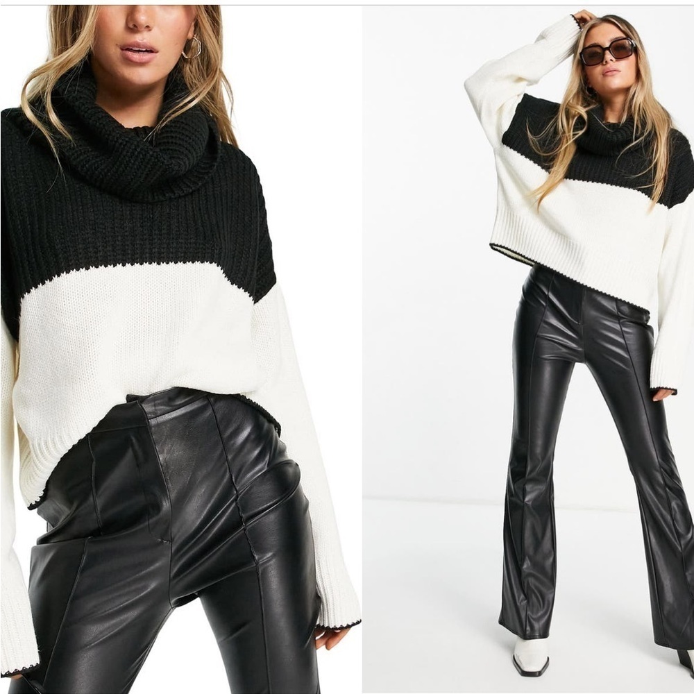 NWT Topshop Colorblock Cowl Neck Sweater